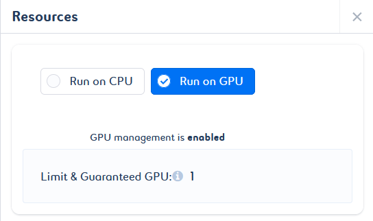 GPU option selected.