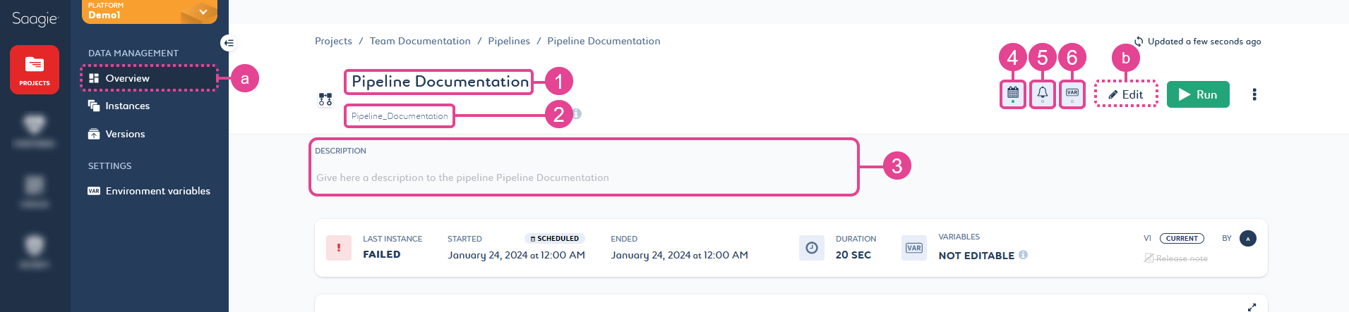 Pipeline settings from the "Overview" page.