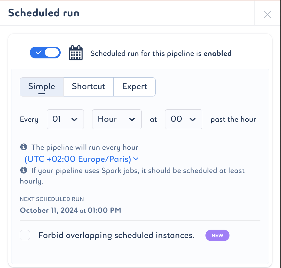 pipeline settings spark