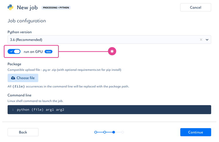 Option to run Python jobs on a GPU node